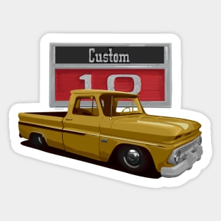 1966 Slammed Gold Chevy C10 Truck Sticker